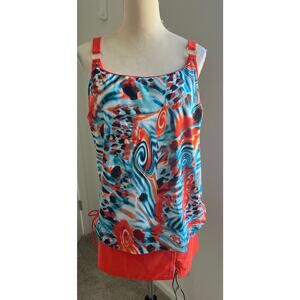NWOT Summer Hawaiian Tropical Print Beach Tankini  Skort Bathing Swimsuit 4XL
